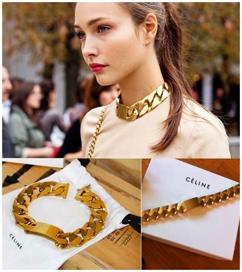 Celine Céline ID Chain Choker Necklace .